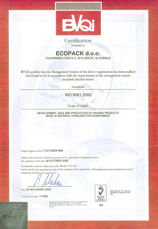 ECOPACK ISO 9001:2000